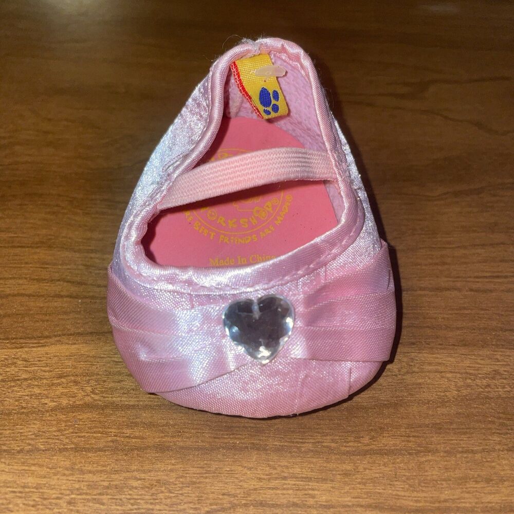 BUILD A BEAR Replacement Shoe Single Shoe Pink Pleated Heel With Clear Heart